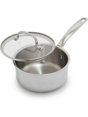 1.57QT Stainless Steel Saucepan with Lid - Blue Diamond, Tri-Ply, Mirror Finish
